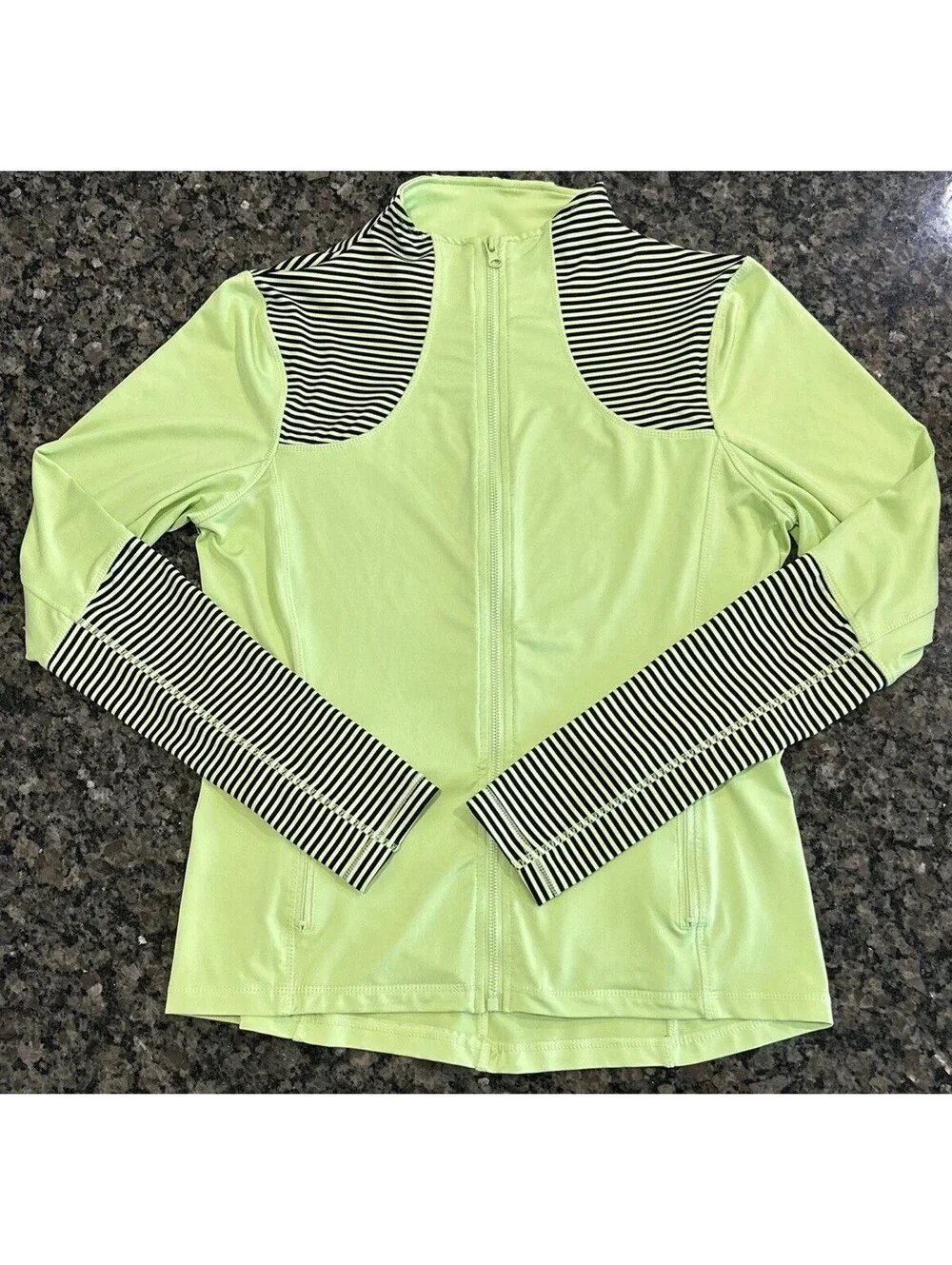 Blue Saks Fifth Ave Jacket Light Flare Inkwell Stripe Thumbholes Size M Full Zip